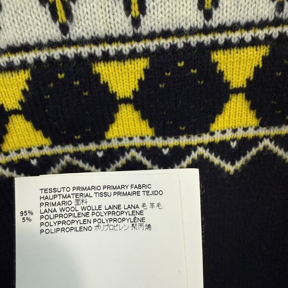 Maison Margiela Wool Blend Cream/Navy/Yellow Printed Sweater Size S - Picture 6 of 11